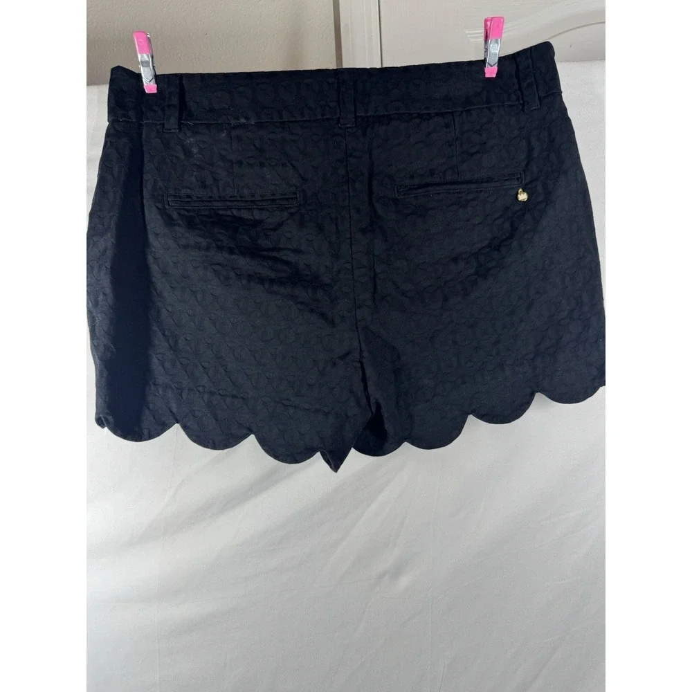 Crown & Ivy Black Scalloped Eyelet Shorts | Preppy Summer Tailored Shorts Sz 8 - Picture 6 of 7